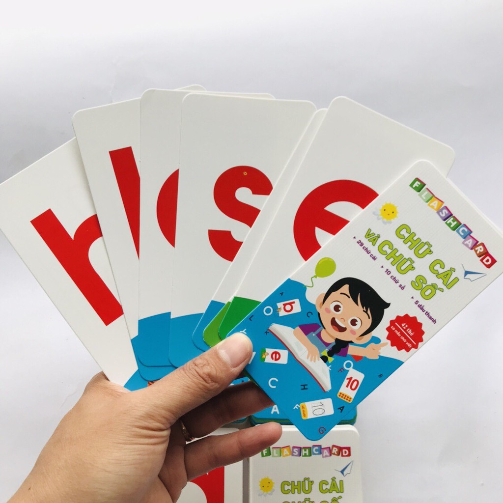 Bộ 42 thẻ flashcard học tiếng việt có chữ ghép và chữ đơn,chữ số_ thẻ học tiếng việt cho bé