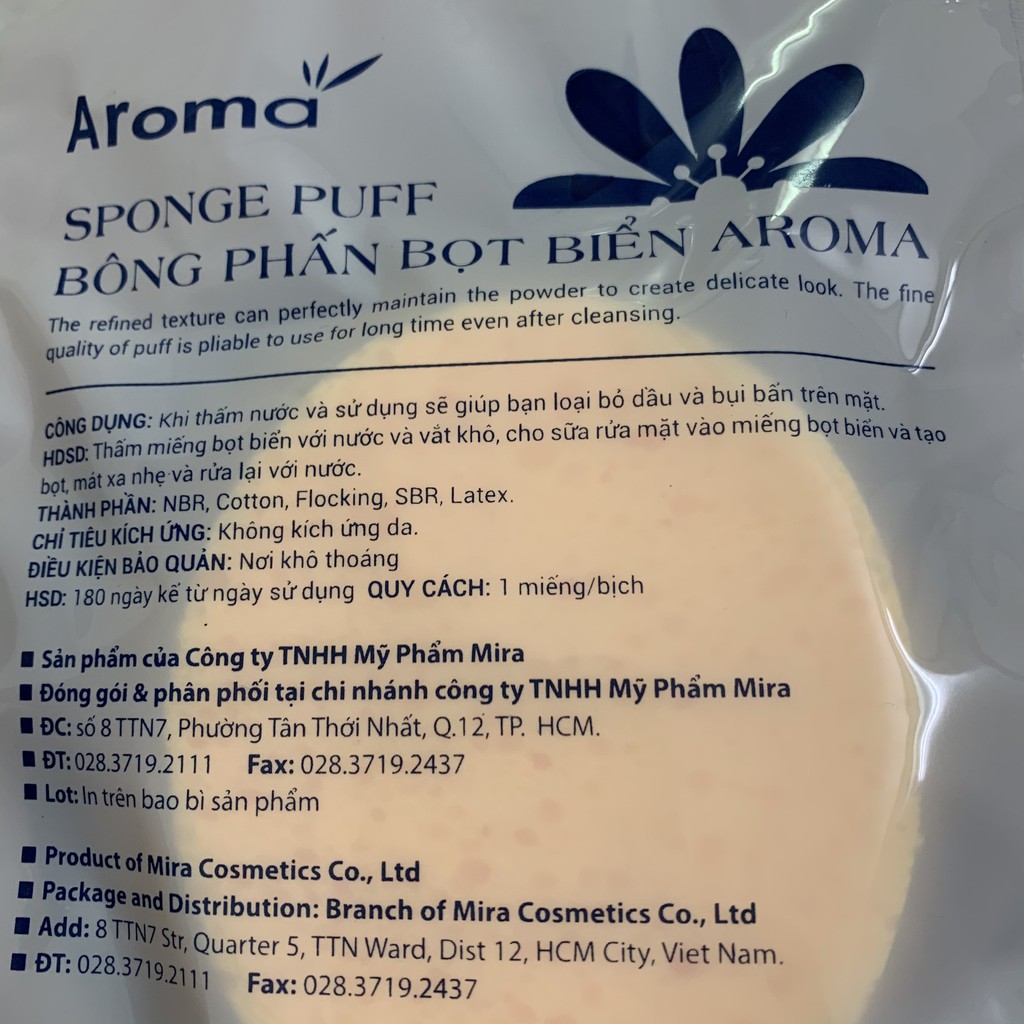Bông Rửa Mặt Bọt Biển Massage Aroma Sponge Puff Hàn Quốc 7g