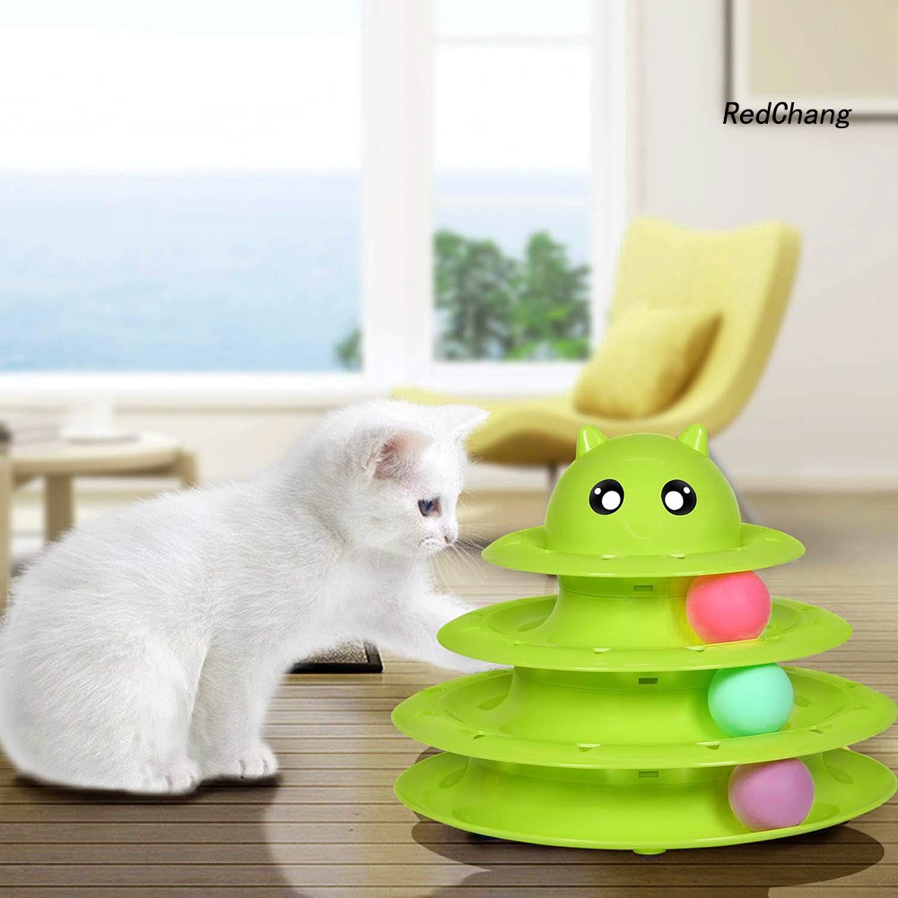 Đồ Chơi Tháp Bóng Lăn 3 Tầng Nhiều Màu Cho Mèo Cưng