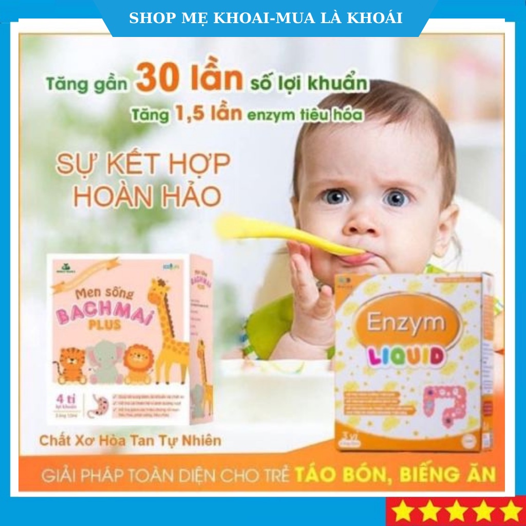 Men sống bạch mai plus chứa chất xơ và 4 tỷ lợi khuẩn bé hết táo bón,Rối loạn tiêu hóa,Biếng ăn,Men sống hữu cơ Bạch Mai