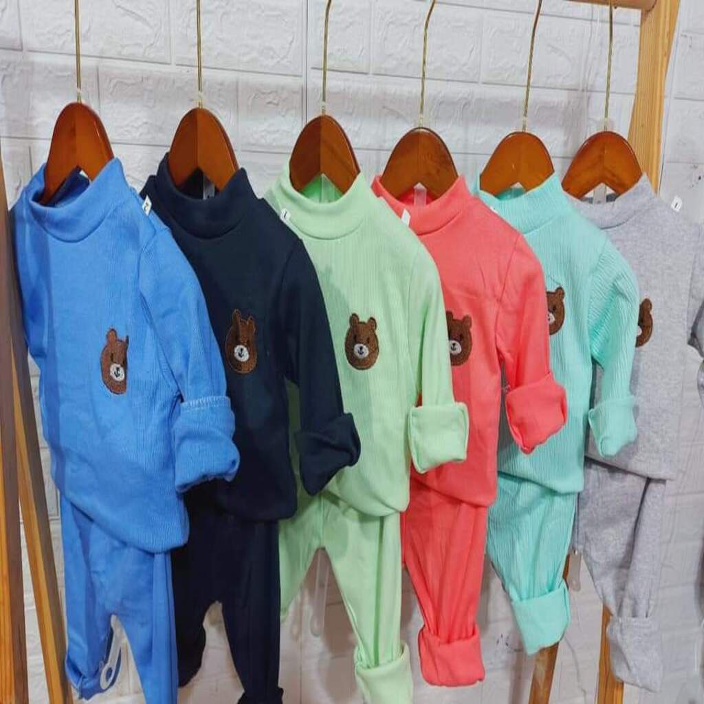 Quần áo bé trai bé gái Binbon kids, Bộ dài tay cho bé chất cotton gân thêu chú gấu cự yêu cho bé từ 8-18kg