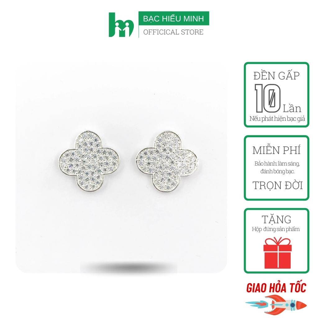 Bông Tai Bạc 925 Cỏ 4 Lá May Mắn Trang Nhã BẠC HIỂU MINH HT344