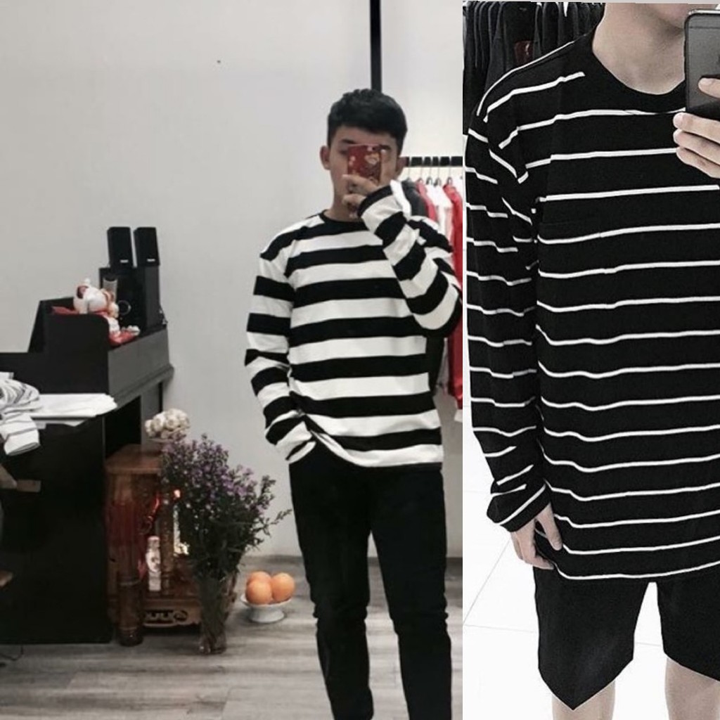 [Ảnh Thật + Video] Áo Stripped Pull Black Korean | Áo Kẻ Sọc Ngang Đen Trắng Dạo Phố Hàn Quốc | BigBuy360 - bigbuy360.vn