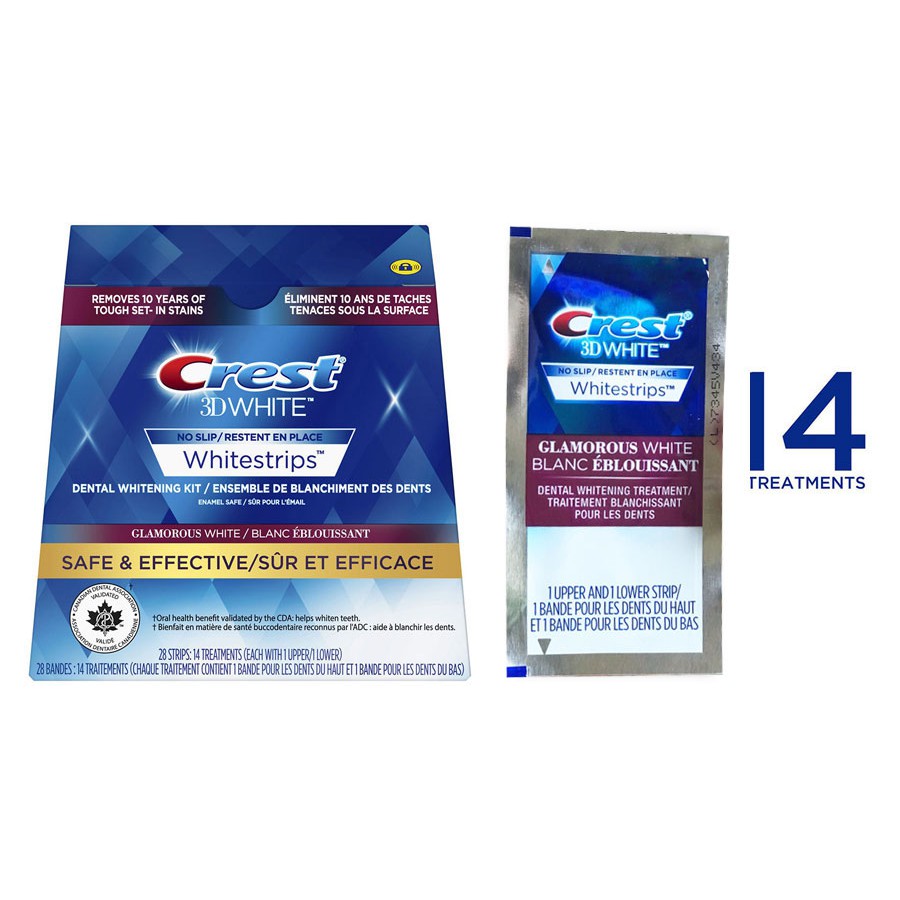 Miếng dán trắng răng Crest 3D White Mỹ