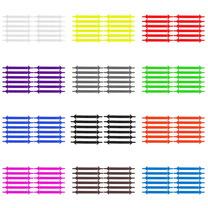 Set 12 Dây Giày Thể Thao Bằng Cao Su Silicone Co Giãn Phối Ren An Toàn Nhanh Chóng Cho Người Lớn Và Trẻ Em