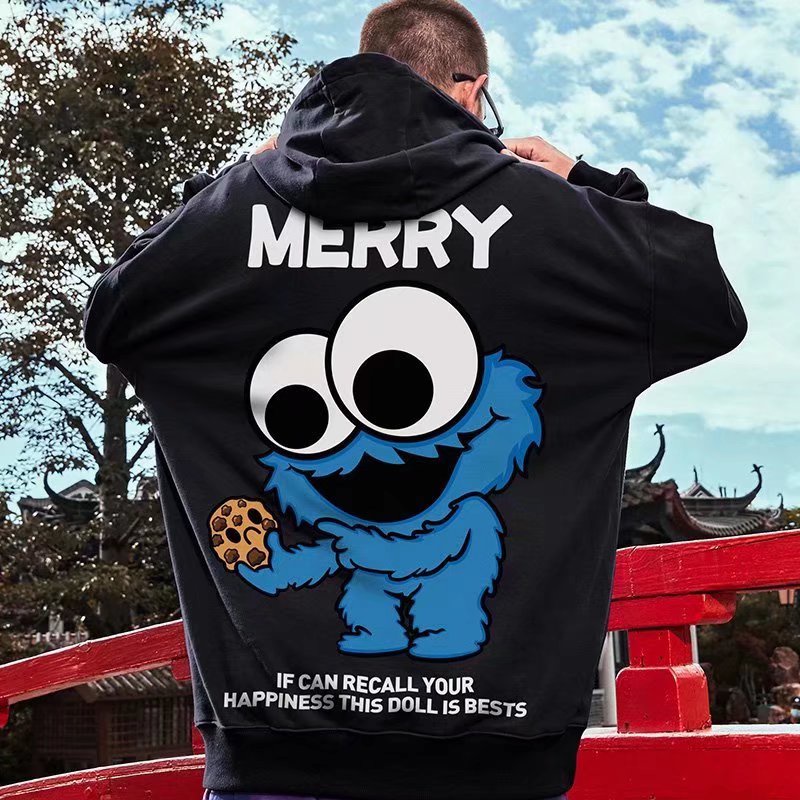 Áo hoodie in họa tiết hoạt hình thiết kế form rộng phong cách Nhật Bản trẻ trung cho nam nữ size M-5XL