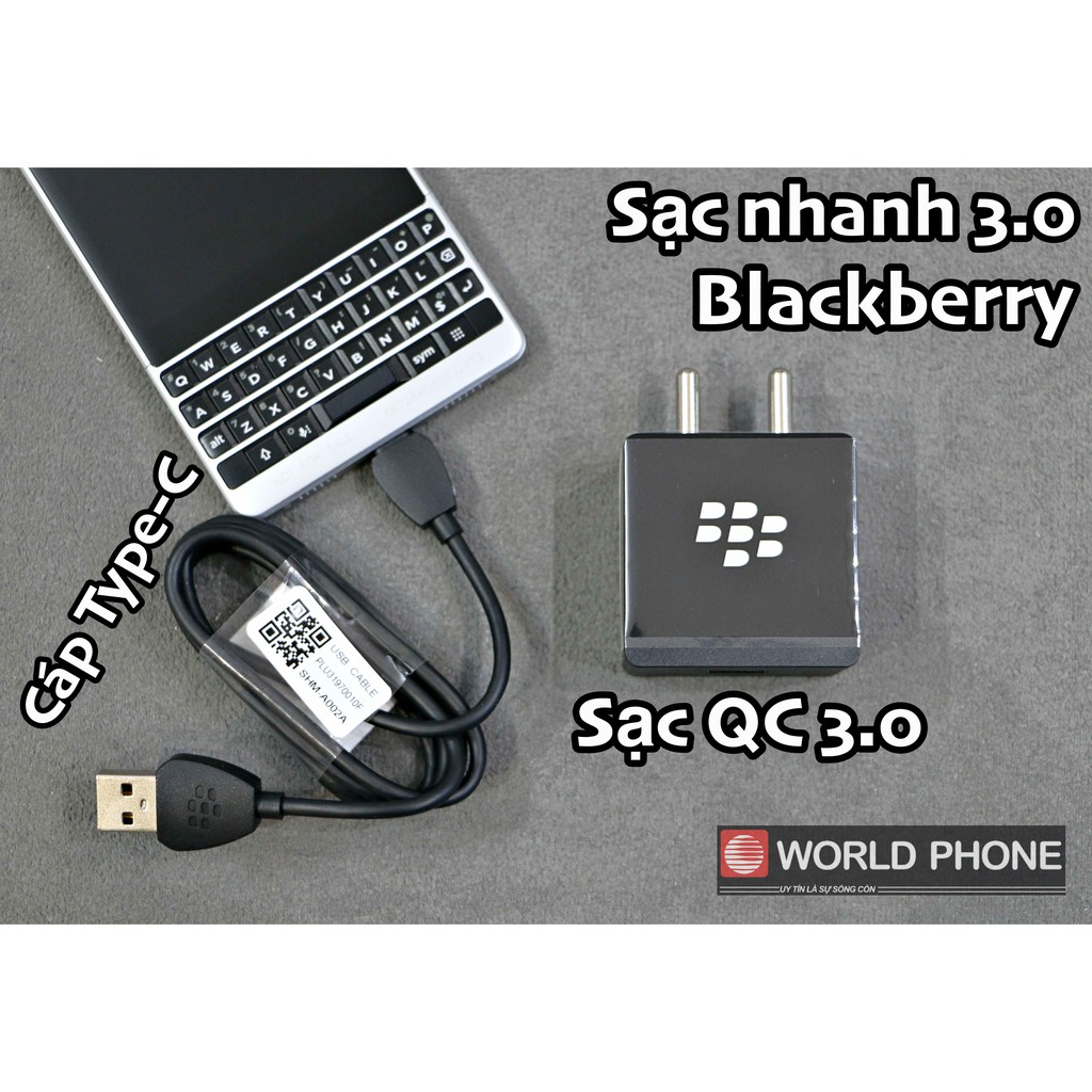 Sạc cáp nhanh 18W Blackberry chính hãng, Sạc BB Key2, Keyone, Motion, Evolve X