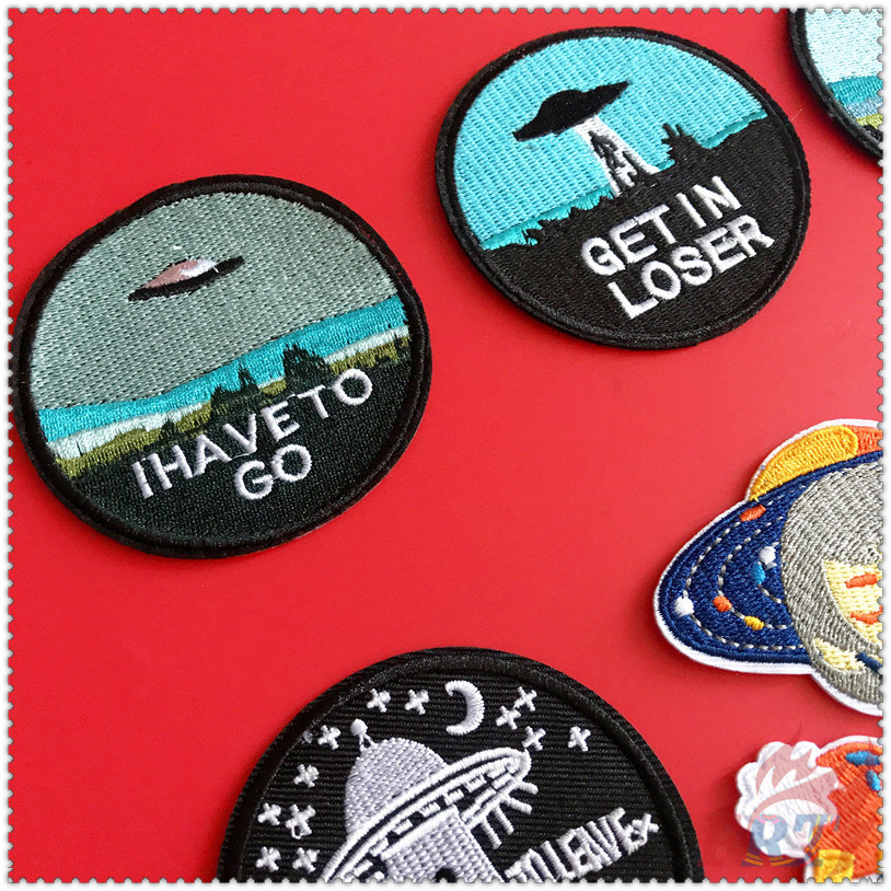 Miếng vá ủi thêu chữ i want to leave / i want to believe độc đáo