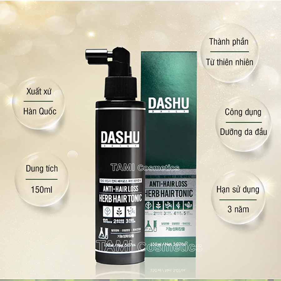 Xịt dưỡng tóc phục hồi hư tổn, ngăn rụng tóc DASHU daily anti-hairloss herb hair tonic 150ML XT03