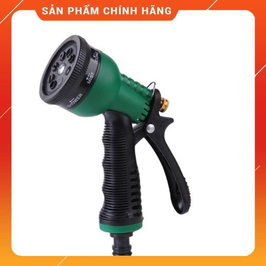 Vòi xịt rửa xe,Vòi phun nước tưới cây tăng áp thông minh 8 chế độ 815576 (cút vàng,nối xanh - dây xanh)