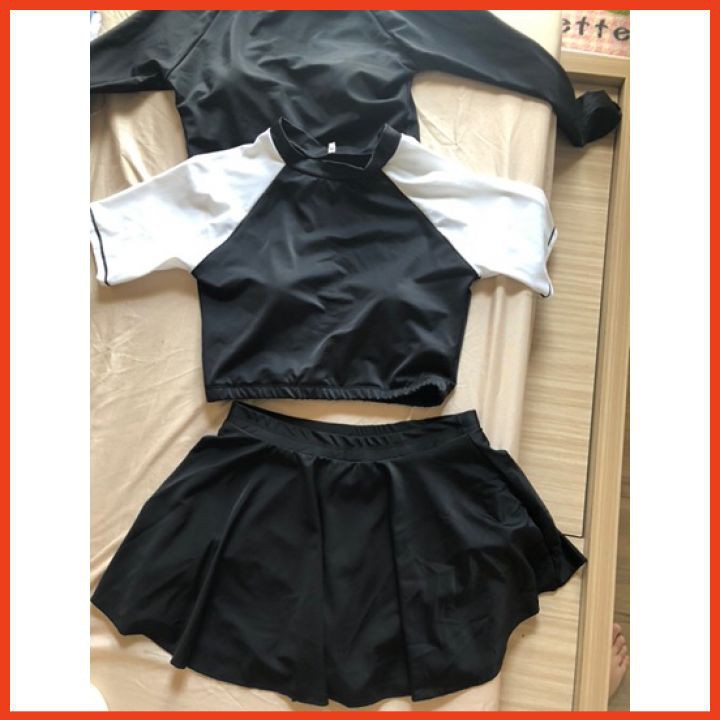 Bộ Bơi 2 Mảnh Cộc Tay Dáng Váy Thời Trang Bikini Hai Mảnh Hàn Quốc Đi Biển Kín Đáo SV2M0CT