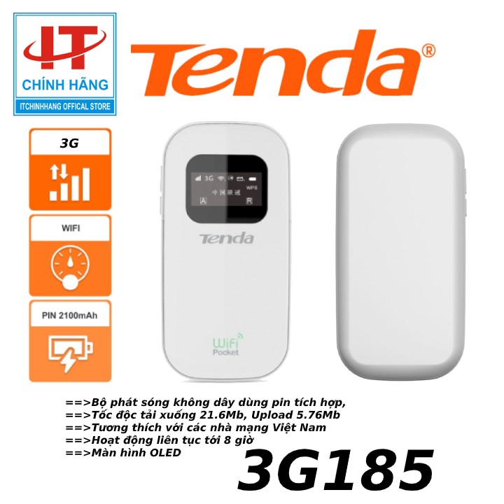 Bộ phát WiFi 3G Tenda 3G185 - BẢO HÀNH 3 NĂM 1 ĐỔI 1