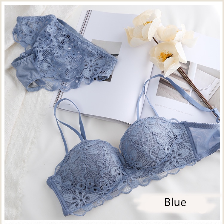 Set Áo Lót Nâng Ngực 3/4 Cup Không Gọng + Quần Lót Mềm Mại Có Thể Điều Chỉnh Cho Nữ
