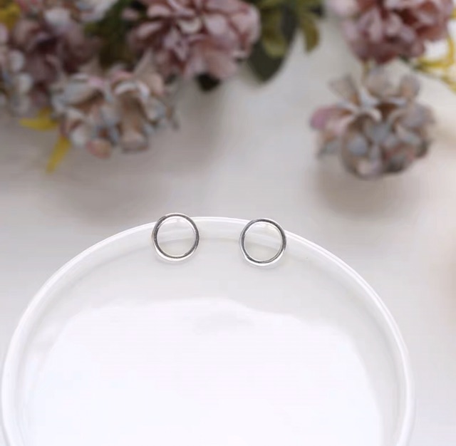 Khuyên tai bạc nữ TLEE hình khối tròn mini xinh xắn TleeJewelry B0277