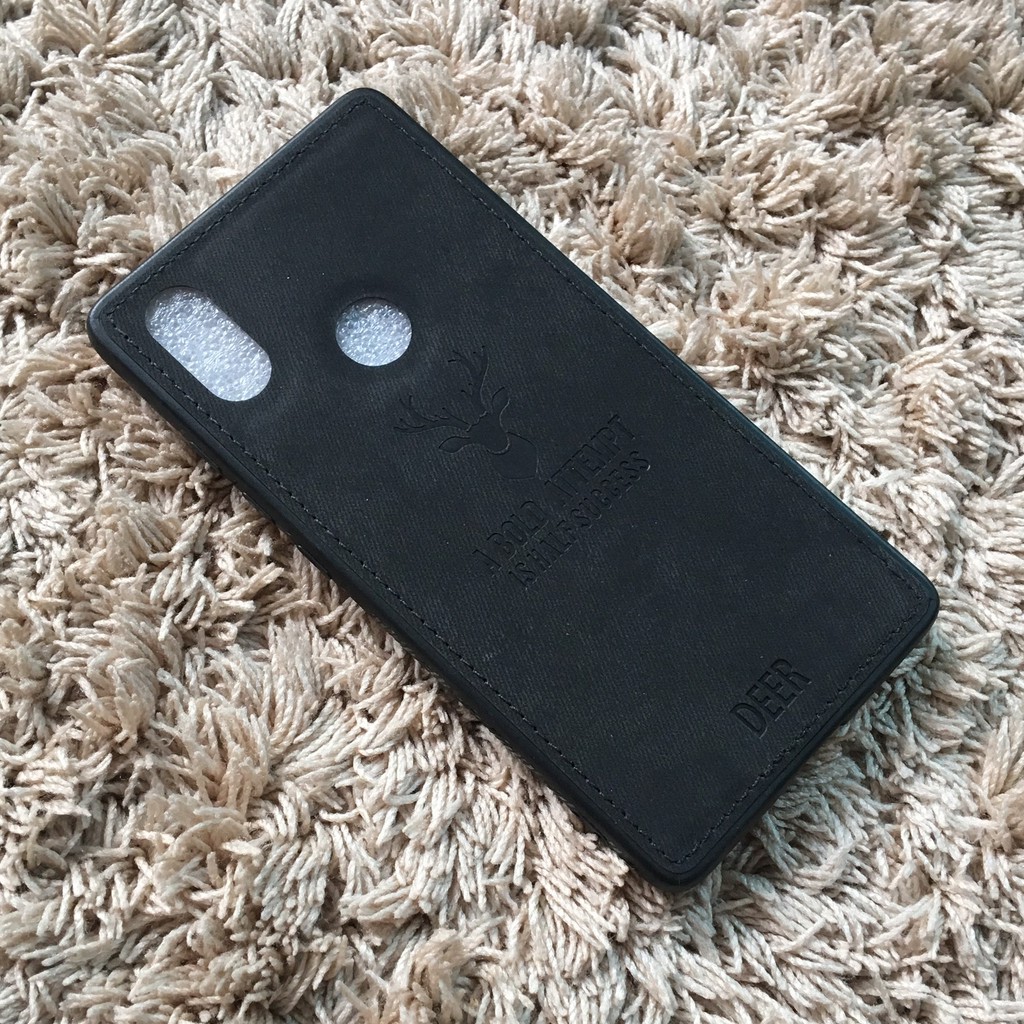 Combo 4 món Pk ốp vân vải bò cho Xiaomi Mi 8/Mi 8 SE/Mi 8 lite (Cl Đen+Cl camera+dán cacbon+ốp)