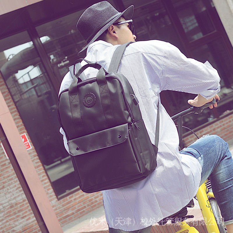 Korean style couple schoolbag women's high school simple backpack Harajuku trendy College student Men's canvas travel