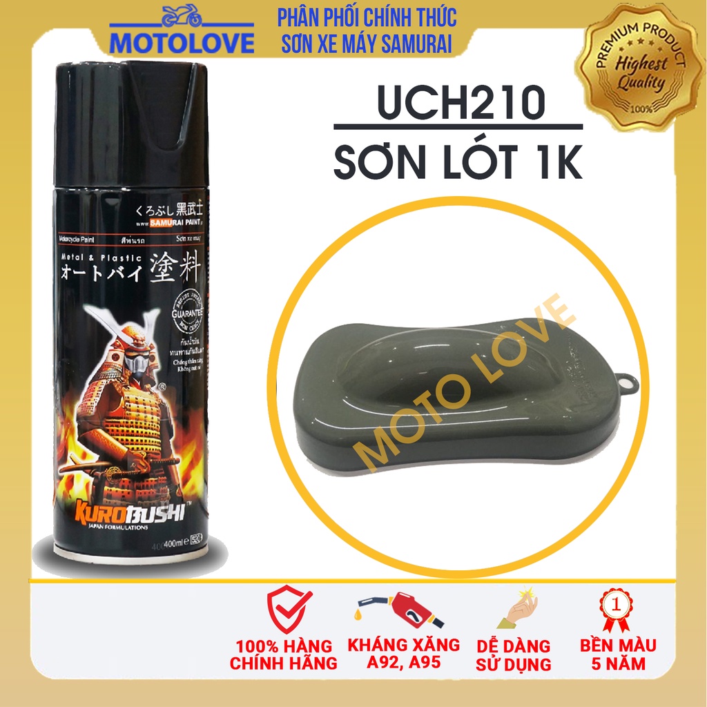 [Mã LIFEXANH03 giảm 10% đơn 500K] Sơn Samurai sơn Lót Xám - UCH210 (400ml) cao cấp nhập khẩu từ Malaysia.