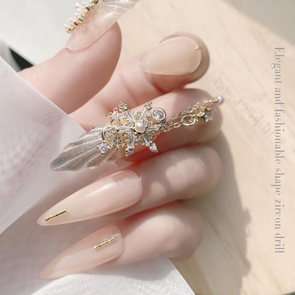 Móng Tay Giả MOCHO Trang Trí Nghệ Thuật|Phụ Kiện Trang Trí Móng Tay Hình Bông Tuyết 3D Xinh Xắn