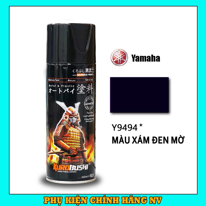 Sơn Samurai màu xám đen mờ Y9494 chính hãng, sơn xịt dàn áo xe máy chịu nhiệt, chống nứt nẻ, kháng xăng