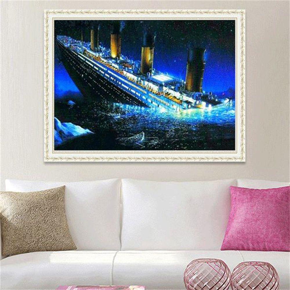 Tranh Đính Đá 5D Tự Làm Hình Tàu Titanic Trang Trí Nhà Cửa