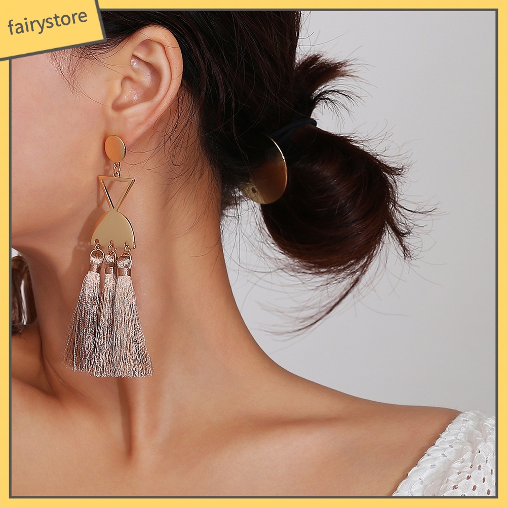 Bông tai tua rua dá́ng dài