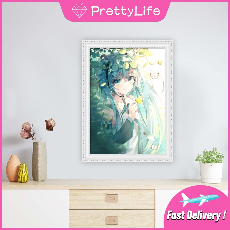 Bộ Tranh Đính Đá 5D Tự Làm Hình Hatsune Miku 30x40cm/40x50cm Trang Trí Nhà Cửa
