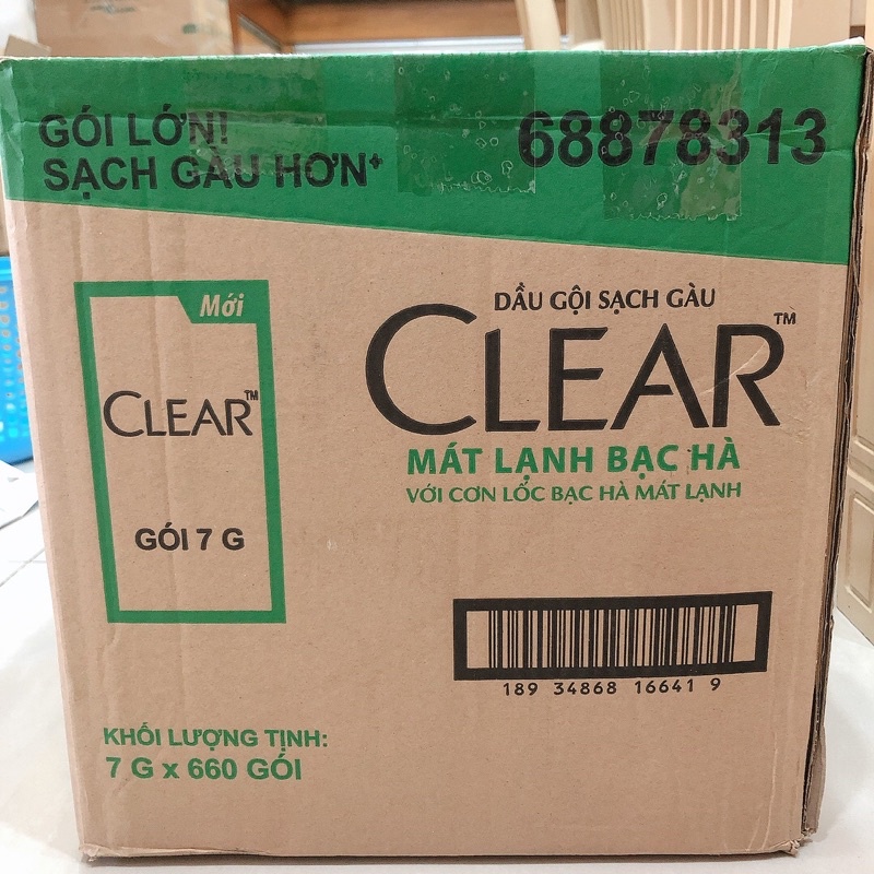 Thùng dầu gội bạc hà CLEAR (720 gói)