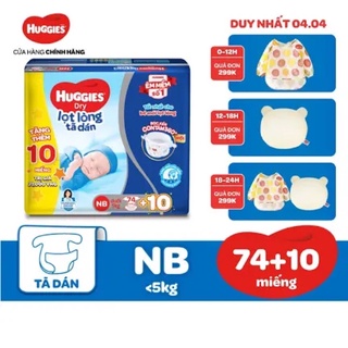 Tã dán sơ sinh hughi NB 70 miếng tặng thêm 6 miếng