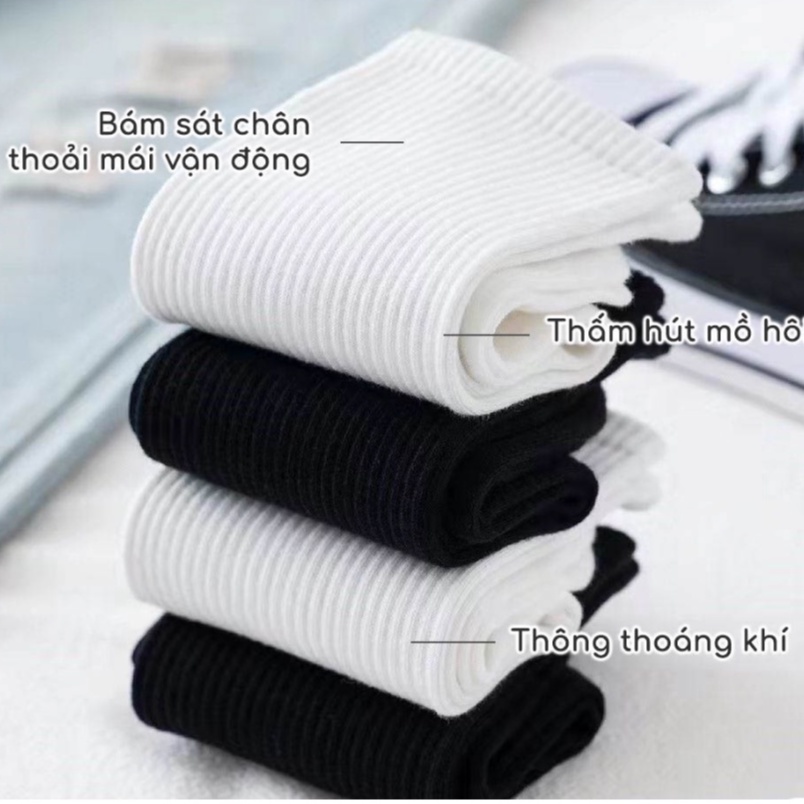 Tất nike nam nữ cổ cao lửng ngắn hàng thể thao dệt kim cao cấp- canvalo