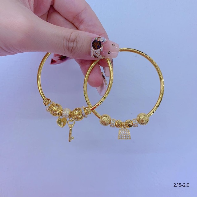 Bi phay chất liệu Au 10k size 2.5mm đến 8 mm mix vòng tay-Minh Tâm Jewelry