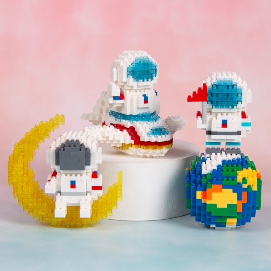 Mô hình phi hành gia 3D lắp ghép cao 9cm phát sáng lấp lánh dễ thương có đèn, quà tặng bạn gái, quà tặng sinh nhật - Ráp