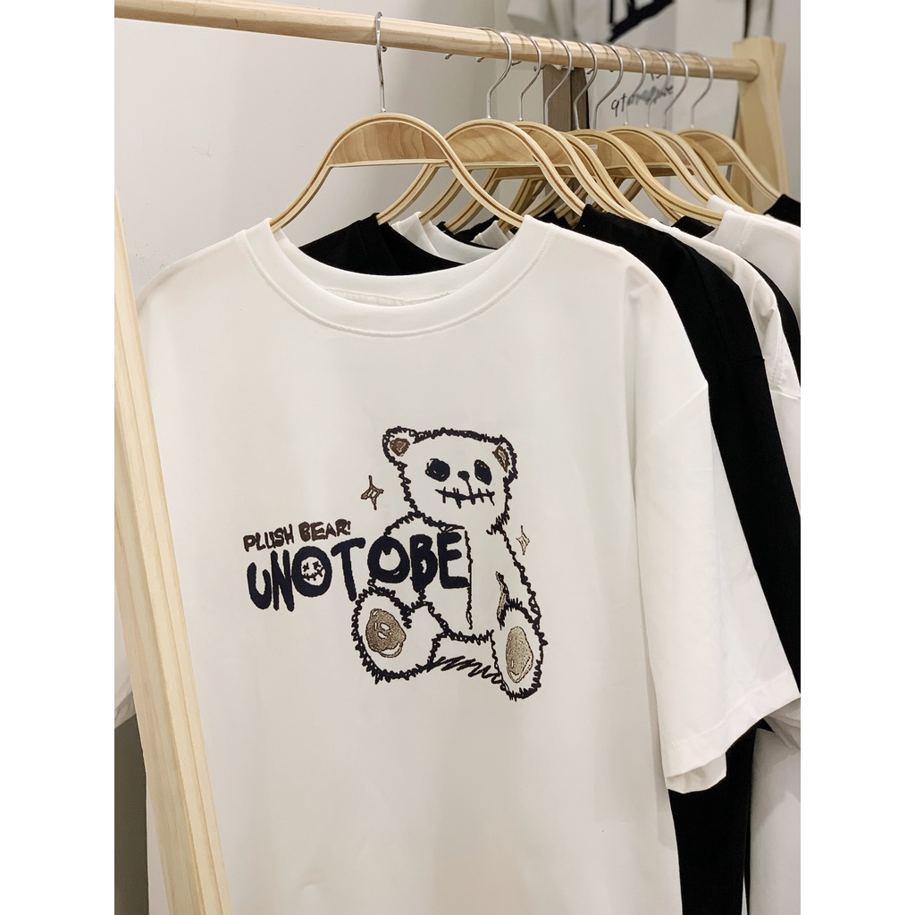 Áo thun Unisex tay lỡ form rộng in hình gấu Bear UNOTOBE nam nữ, áo phông unisex JTeeMan dễ thương vải Cotton JT35