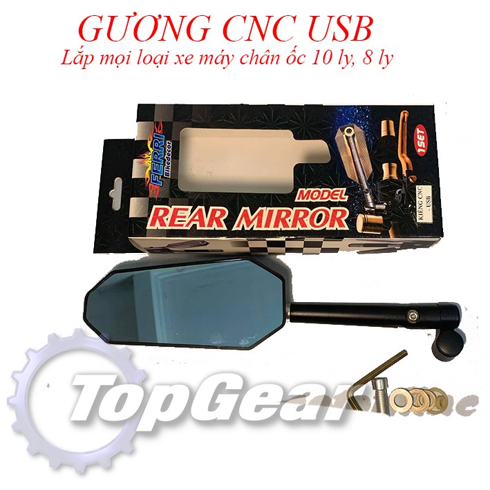 Gương Chiếu Hậu Xe Máy - Gương CNC USB &lt;TOPGEAR&gt;