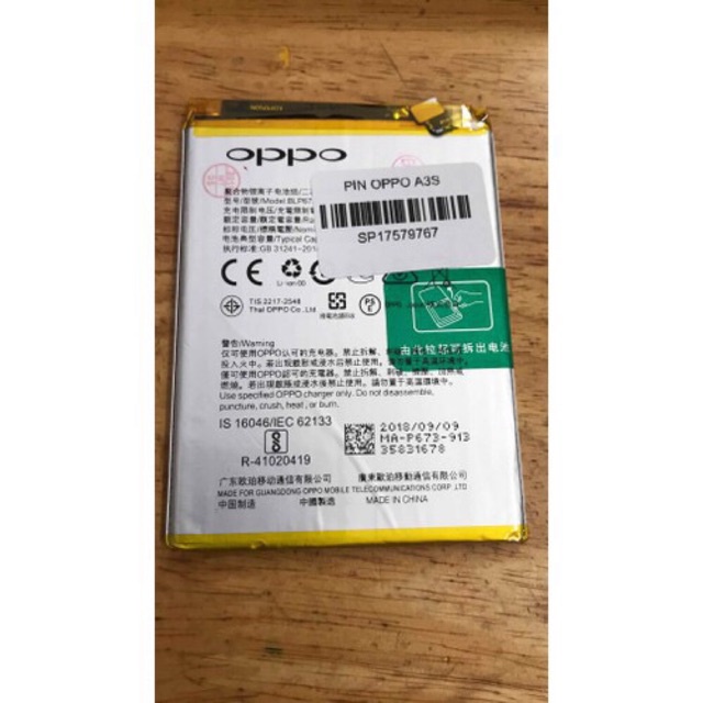 Pin thay máy Oppo A3S-BLP673 bảo hành 1 tháng
