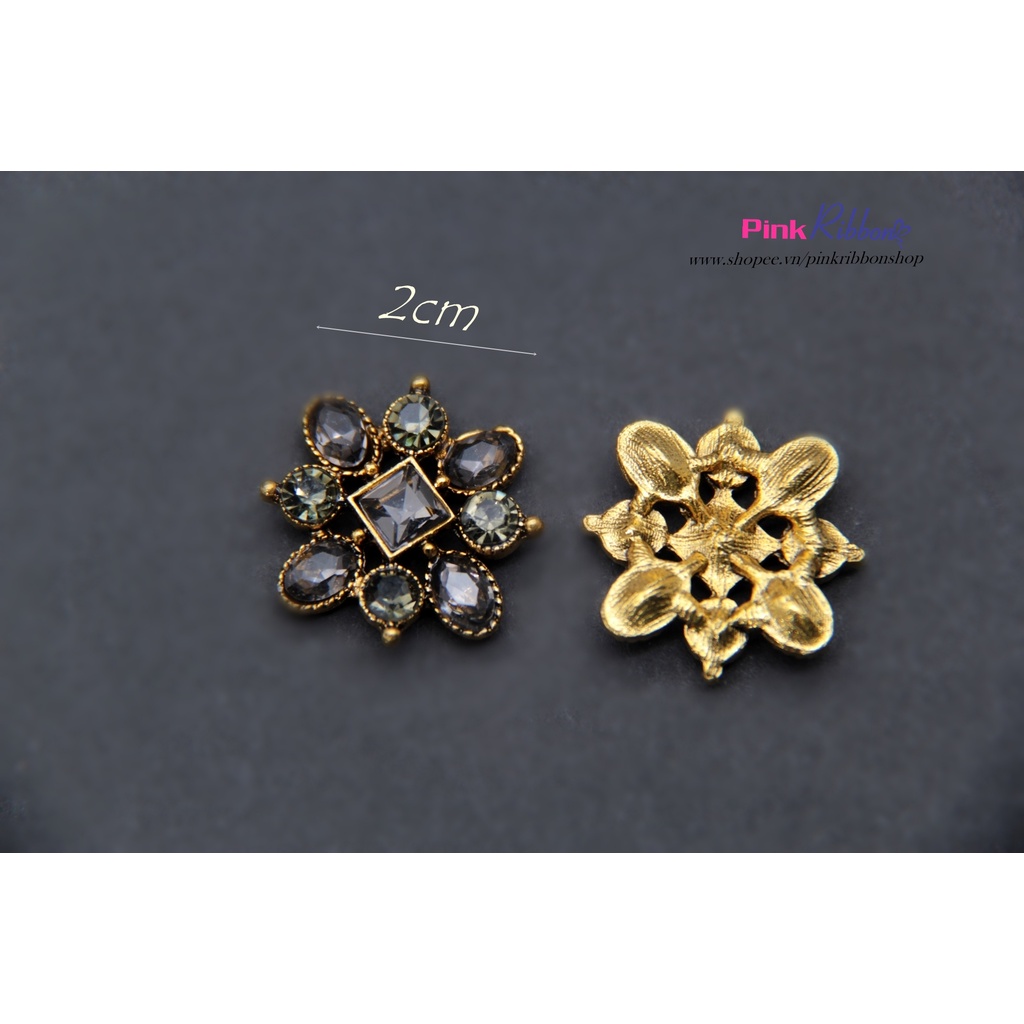 Charm mạ kim đính đá ghi 2cm