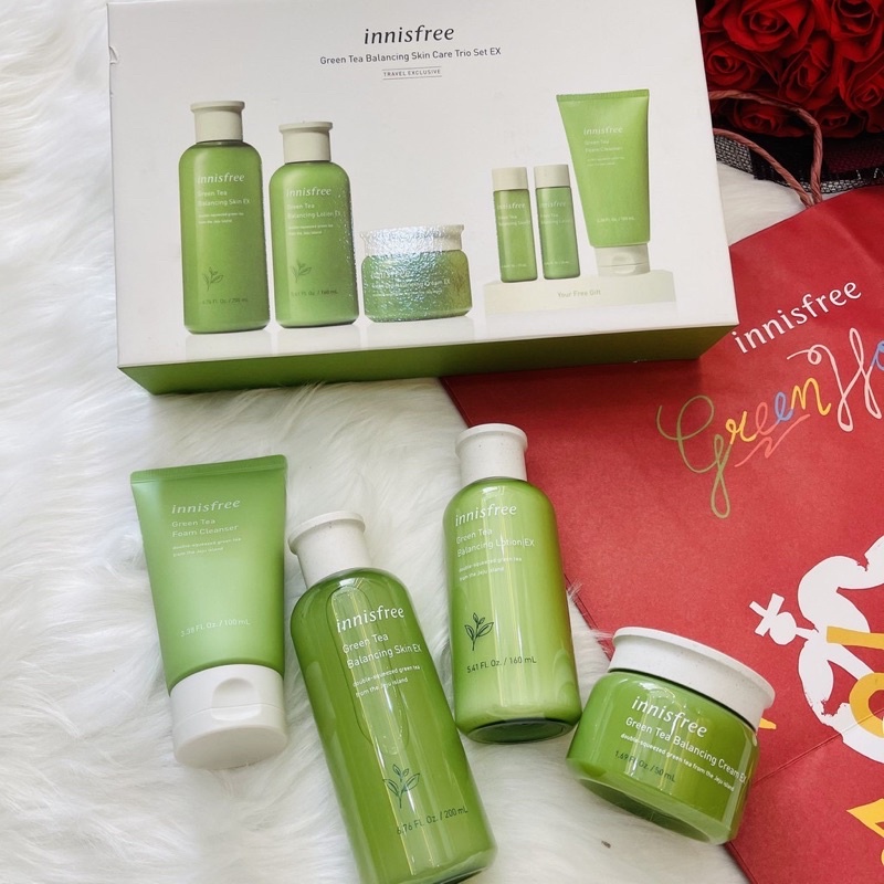 Sét  Dưỡng Da Trà Xanh 6 Món Innisfree Dưỡng Trắng Phục Hồi Làn Da Ngăn Ngừa Lão Hóa