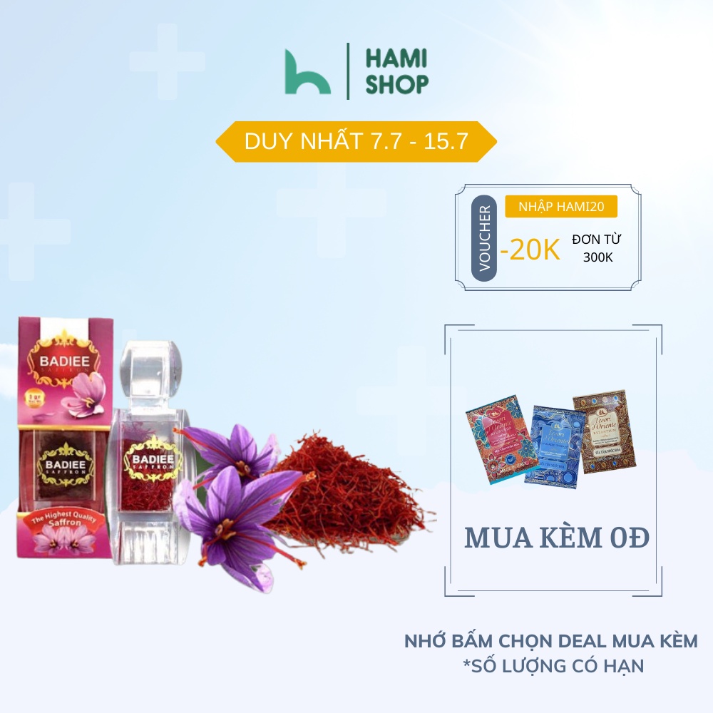 Hộp 1gr Saffron Iran Loại 1 Negin (thương hiệu Badiee) Nhụy Hoa Nghệ Tây Iran Loại 1 Negin Hộp 1gr Badiee