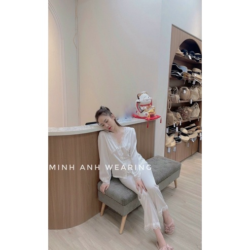 Set Pijama Lụa Dài Tay Tiểu Thư - Bộ Mặc Nhà Sang Chảnh Nhẹ Nhàng- Lụa Quảng Châu Cao Cấp CA002 | BigBuy360 - bigbuy360.vn