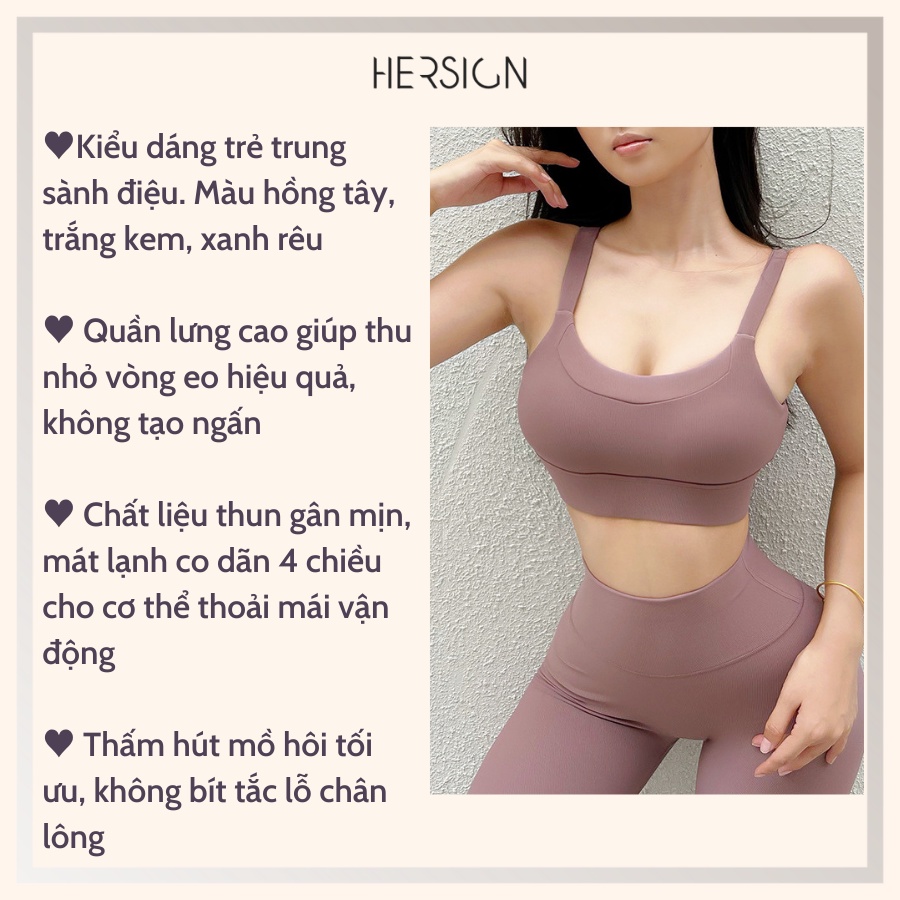 ĐỒ TẬP GYM NỮ BỘ ĐỒ TẬP YOGA CAO CẤP ÁO BRA THỂ THAO QUẦN DÀI HERSIGN-SET47