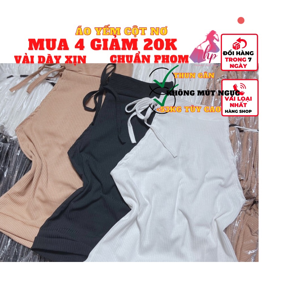 Áo kiểu yếm cổ trụ dáng croptop ôm body chất thun gân cột dây sau mẫu mới 2022 - mã A113