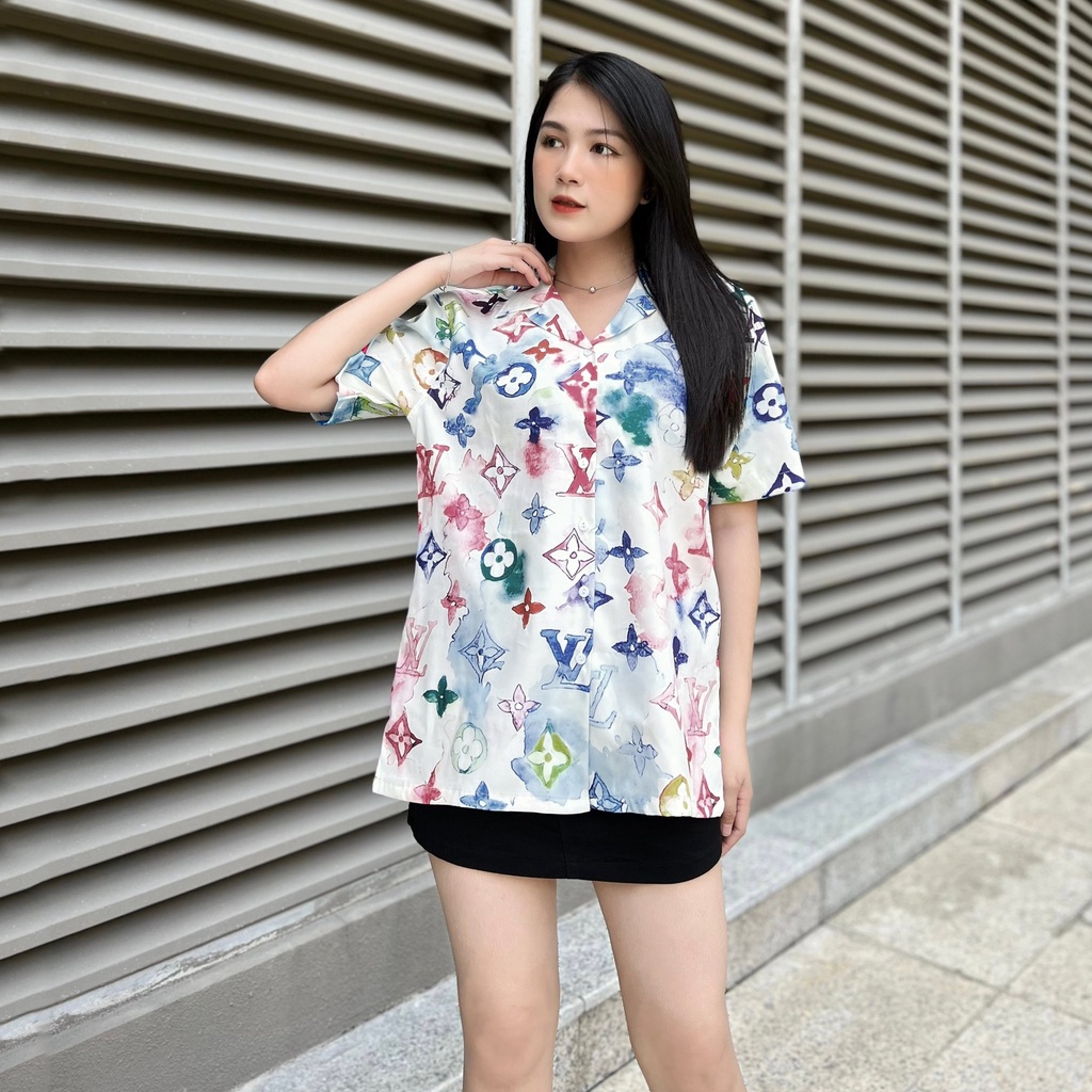 Áo Sơ Mi L.V Chất Thun Thoáng Mát, Hàng Xuất Xịn