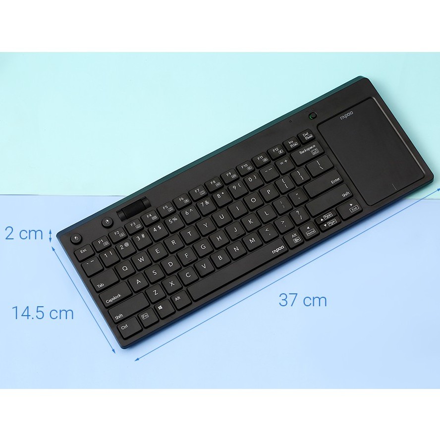 Bàn phím không dây Touchpad Rapoo K2800 đen - Thiết kế gọn nhẹ - Chính hãng BH 12 tháng