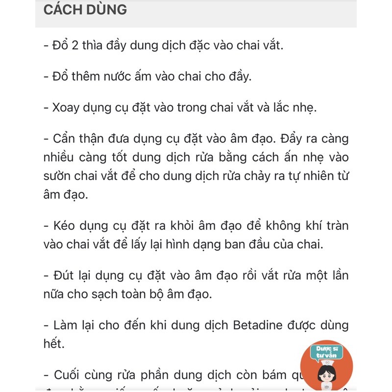 BETADINE PHỤ KHOA HIỆU QUẢ CHO PHỤ NỮ