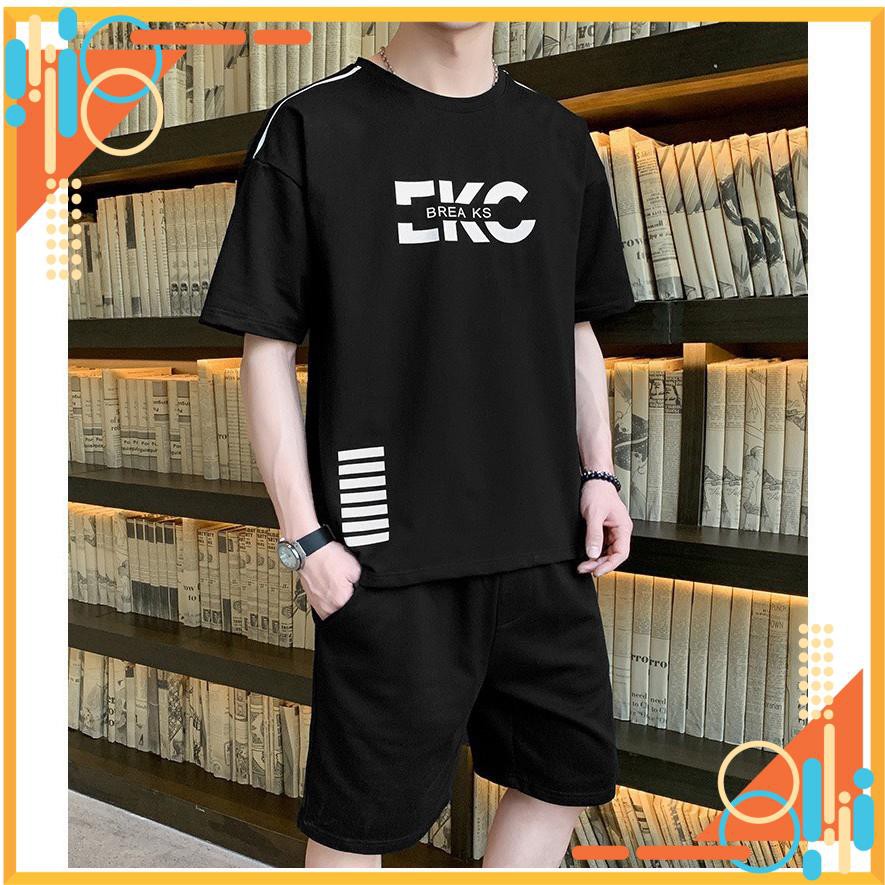 Quần áo hè nam cotton, áo thun cộc tay, áo phông quần đùi thoáng mát, chất liệu cotton mát mẻ, bền vải đẹp màu đen xanh