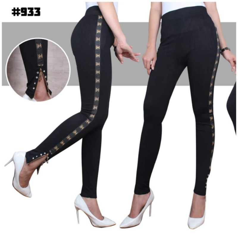 Quần Legging Dài Nhập Khẩu Có Dây Kéo / Legging Đính Đá Quý Cho Nữ