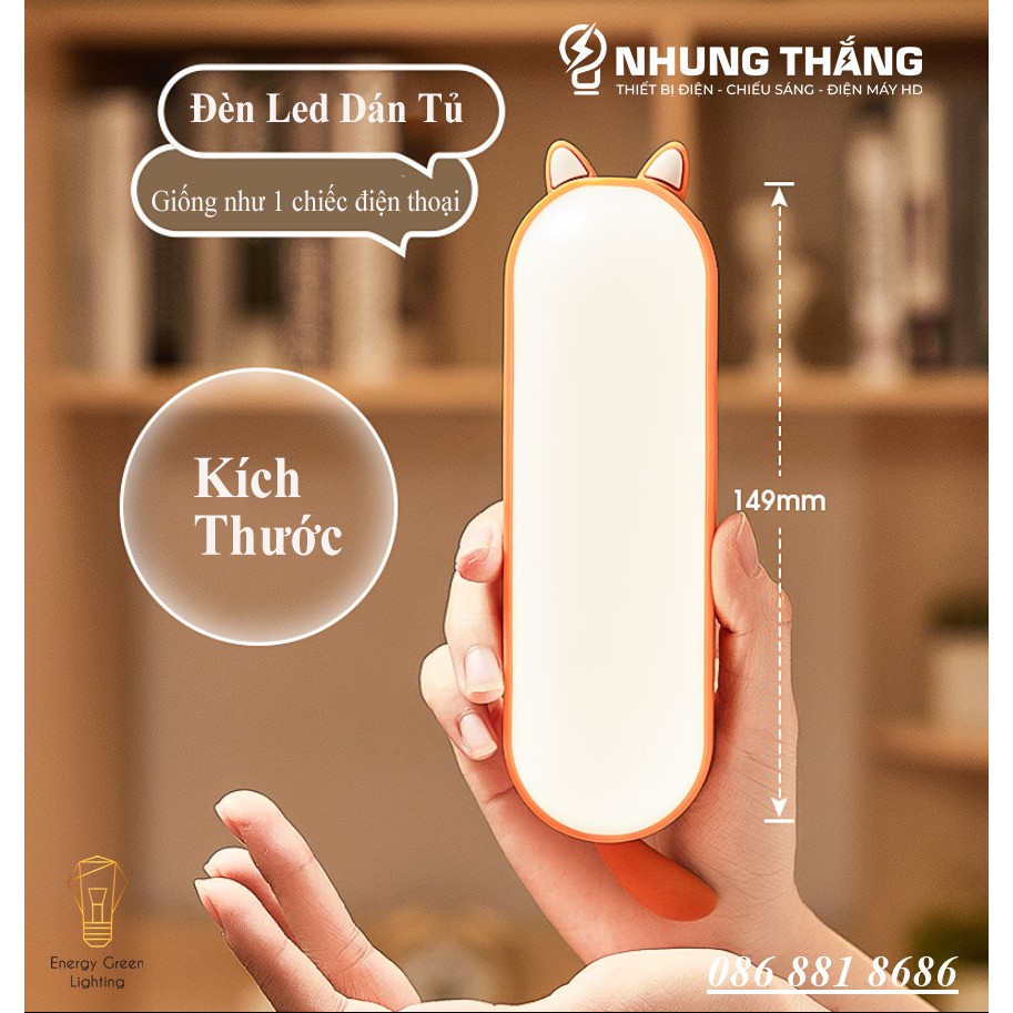 Đèn Led Dán Tủ Mèo Siêu Dễ Thương WH-B19 - Đọc Sách , Học Bài , Làm Việc - Dán Tường , Dán Tủ - Pin Sạc Tích Điện
