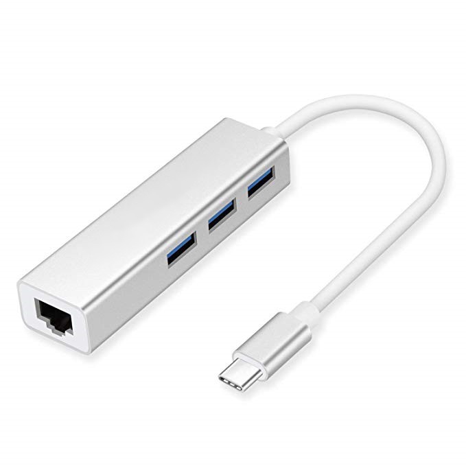 Cáp chuyển đổi USB-C Type C sang USB HUB + RJ45 LAN Internet cho Apple Macbook