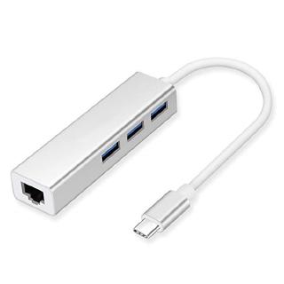 Cáp chuyển đổi USB-C Type C sang USB HUB + RJ45 LAN Internet cho Apple Macbook