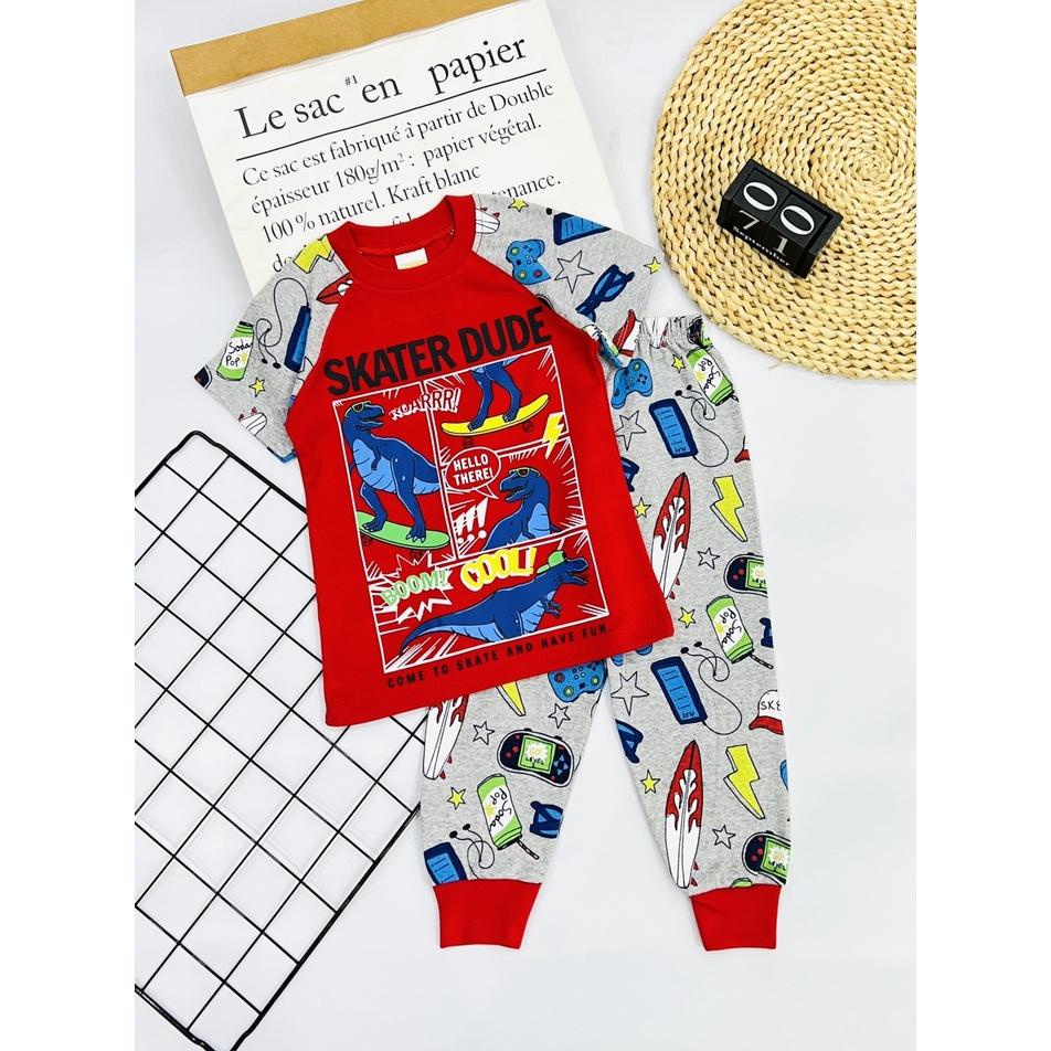 Đồ bộ bé trai tay ngắn quần dài thun cotton vnxk 22 42kg J498