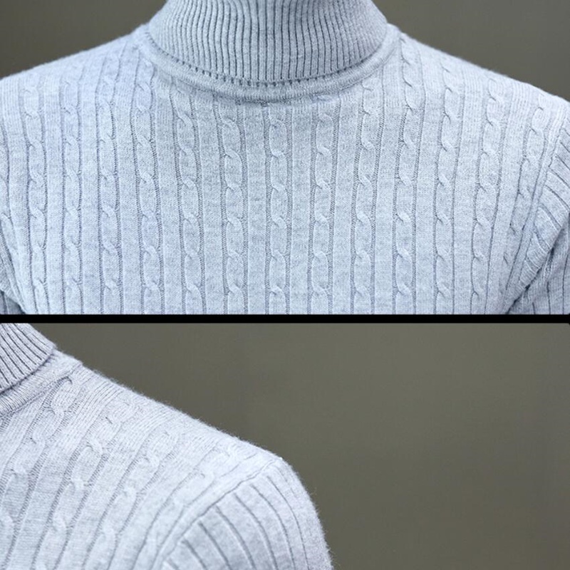 Áo Sweater Dệt Kim Cổ Lọ Tay Dài Màu Sắc Đơn Giản Cho Nam Giới